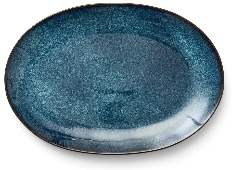Czarno-niebieski kamionkowy talerz Gastro Dark Blue/Black – Bitz