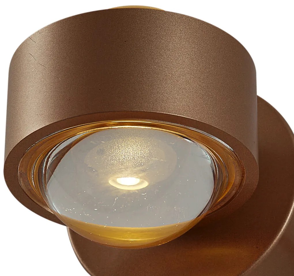 Designerski Kinkiet / Lampa scienna ciemny brąz z LED IP44 - LensDesignerski Oswietlenie wewnetrzne
