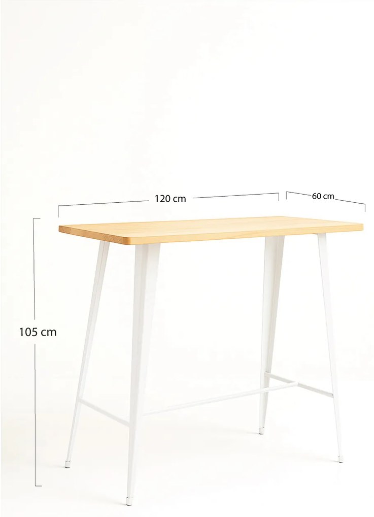 Stó Torix Wysoki Prostoktny Drewno Naturalne