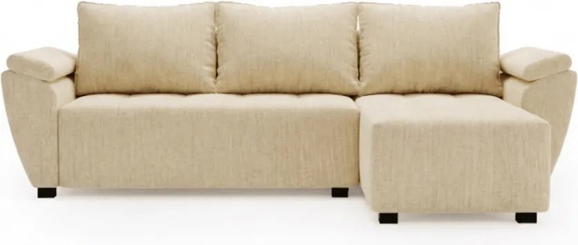PROMOCJA Rozkładana obustronna sofa narożna do L LIVARO 251x140 cm, kremowa II. jakość