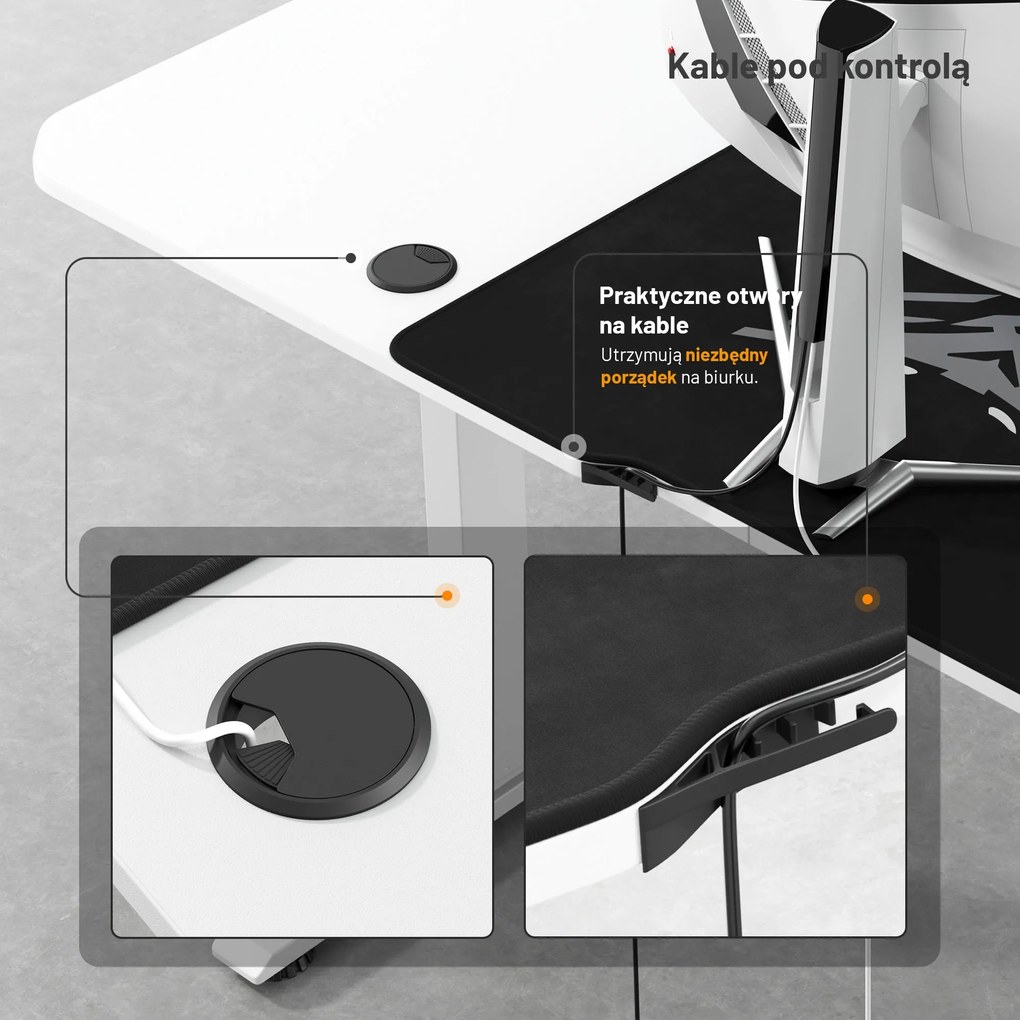 Biurko z regulacją wysokości DIABLO X-TENSIO 1600 białe