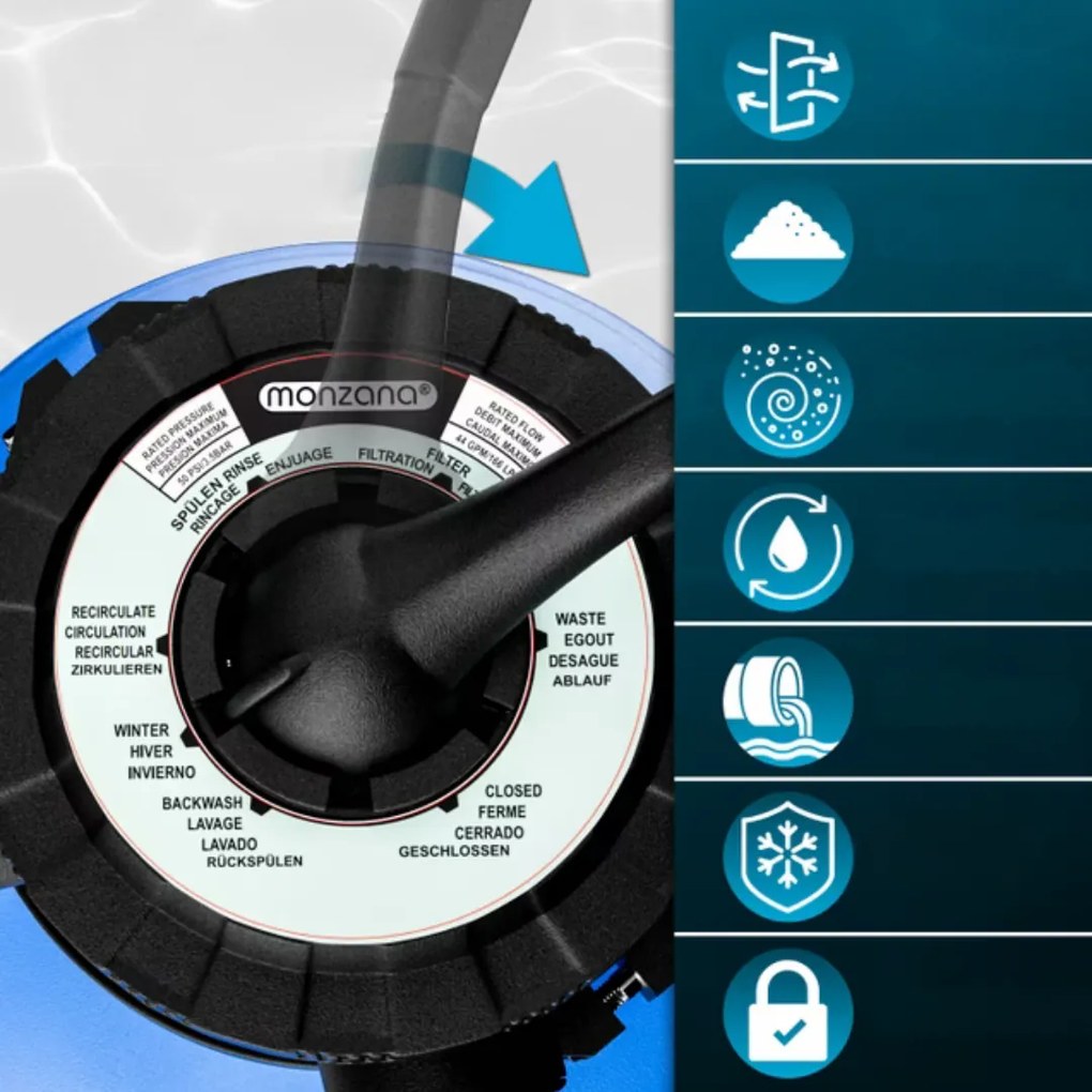 Filtracja piaskowa do basenu AQUA z filtrem wstępnym 13 200 l/h, niebieska Monzana