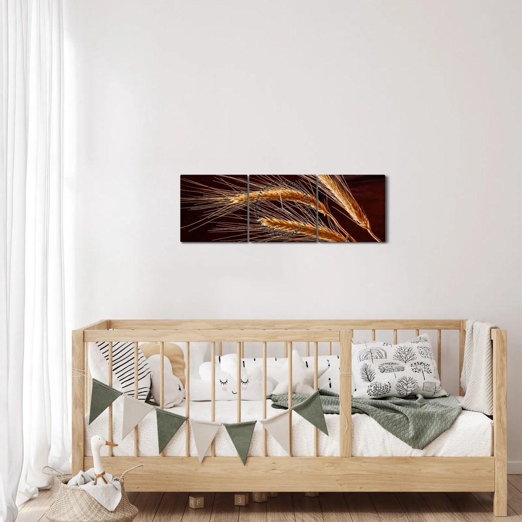 Obraz - Fragment kłosa żyta (z zegarem) (90x30 cm)