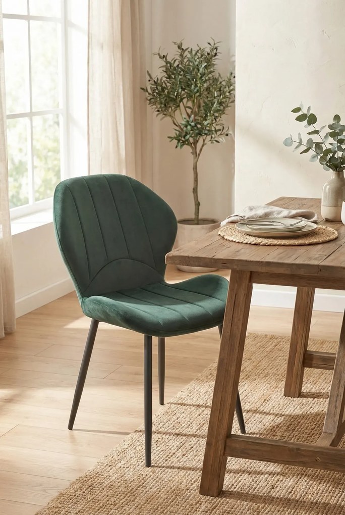 Metalowe krzesło tapicerowane butelkowa zieleń S8-E00