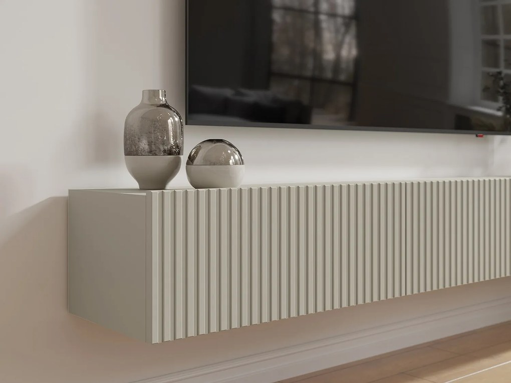 Wisząca szafka RTV 3-drzwiowa - Beżowy - DANTAY