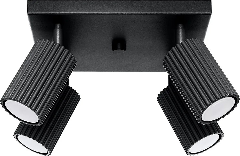 Lampa Sufitowa Minimalistyczny Karbon, Aluminium - 4 Źródło - L.25 X H.16.5 Cm - Czarny