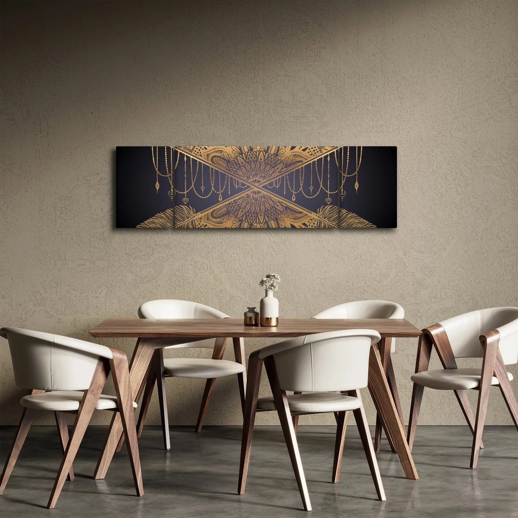 Obraz - Złota mandala ze strzałkami (170x50 cm)
