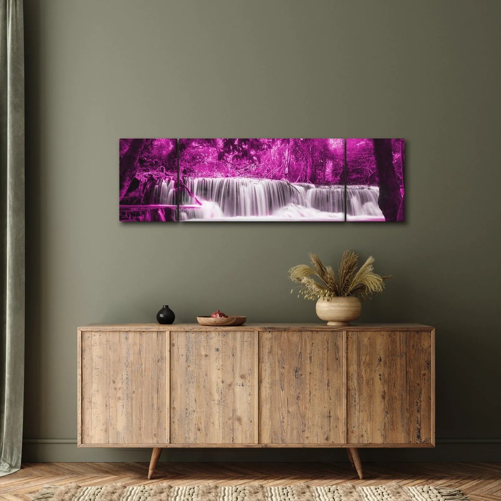 Obraz - Wodospad, fioletowy (170x50 cm)