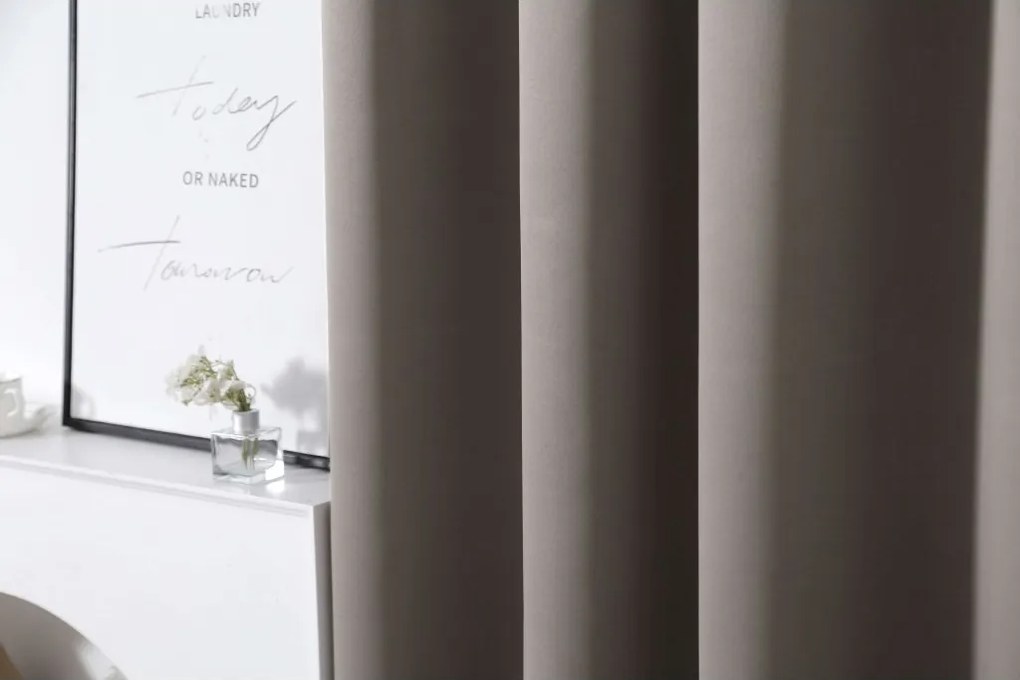 Zasłona OXFORD 140x270 cm, szarobrązowa Zawieszanie: Taśma z wiązaniami