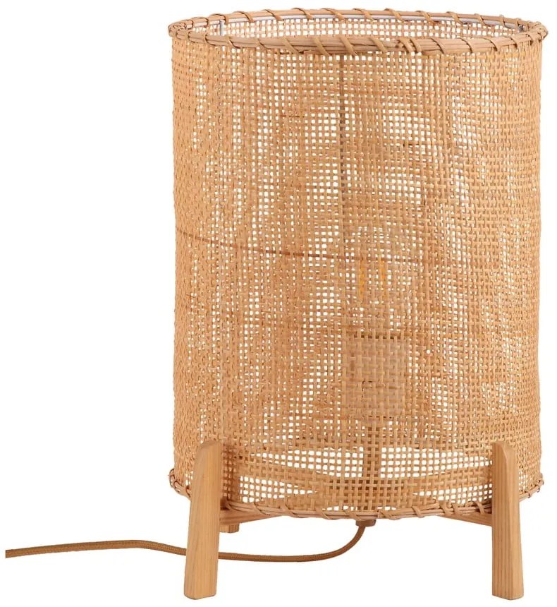 Rattanowa lampa stołowa SULION Wala, wys. 35 cm