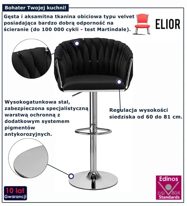 Czarny pleciony hoker z oparciem N1-N85