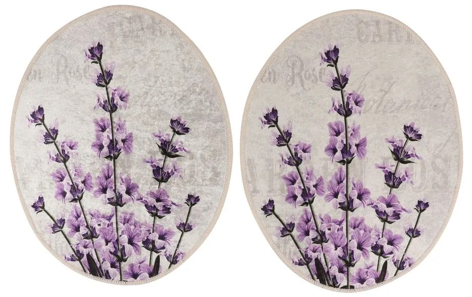 Fioletowo-beżowe dywaniki łazienkowe zestaw 3 szt. 60x100 cm Lavender – Foutastic