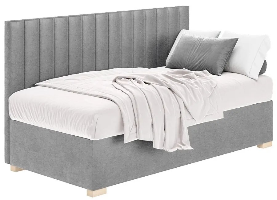 Szare łóżko dziecięce ze schowkiem i materacem 90x200 cm Chill – Ghado