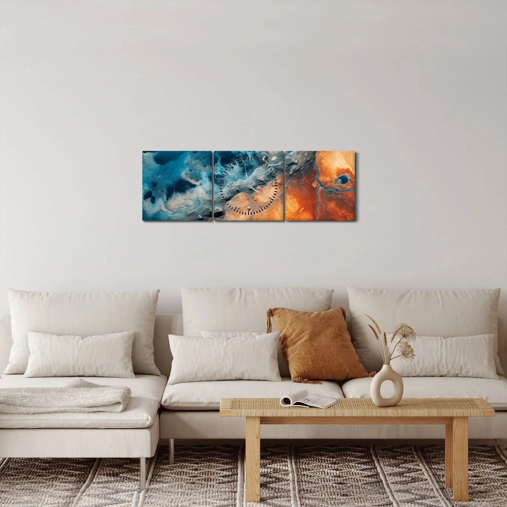 Obraz - Woda i ogień (z zegarem) (90x30 cm)