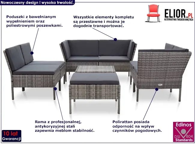 Zestaw szarych mebli ogrodowych B1-W91