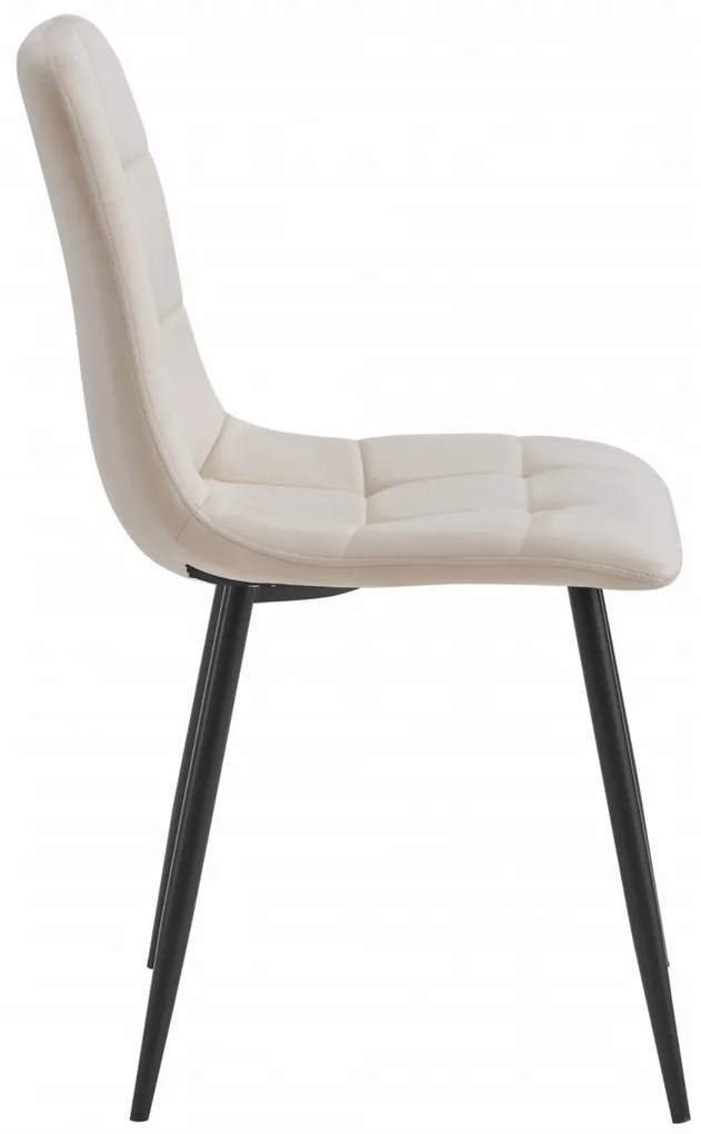 Krzesło aksamitne KARA beżowe na czarnych nogach