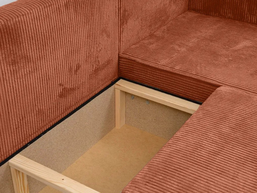 Rozkładana narożna sofa SMART COSARO terakotowa, dwustronna + 2 poduszki GRATIS