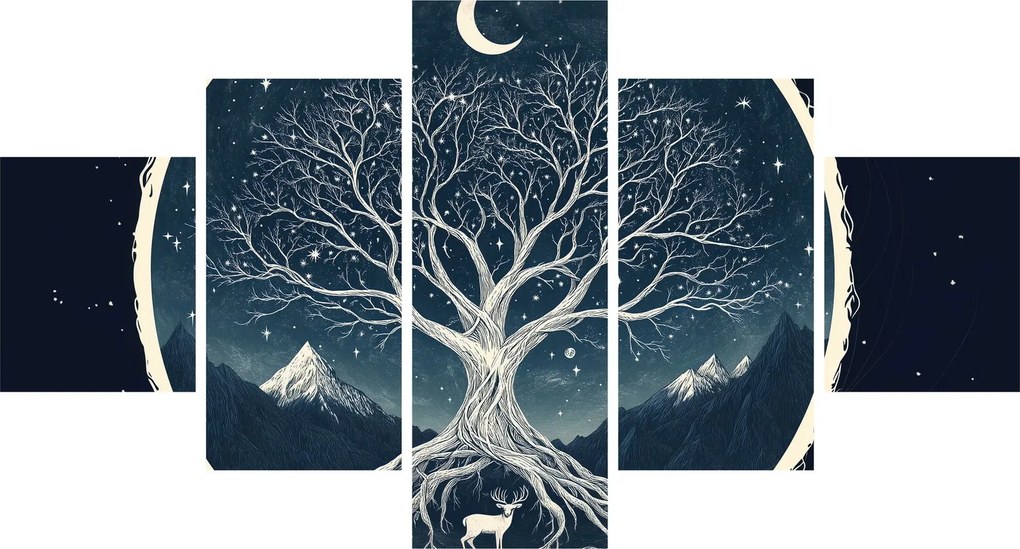 Obraz – Magiczne drzewo z jeleniem II. (125x70 cm)