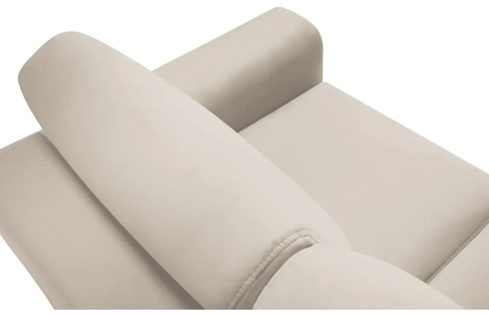 Beżowa aksamitna rozkładana/ze schowkiem sofa 235 cm Kyoto – Cosmopolitan Design