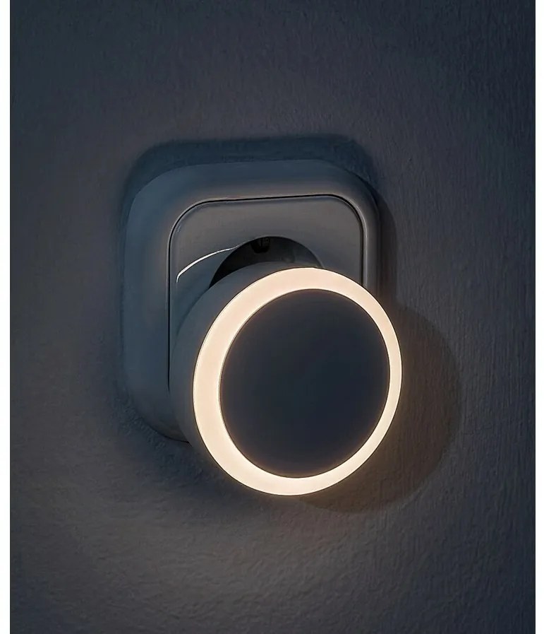 Rabalux 76000 lampka nocna LED do gniazda Zofe, czujnik ściemniania, 0,3 W, 20 lm, IP20