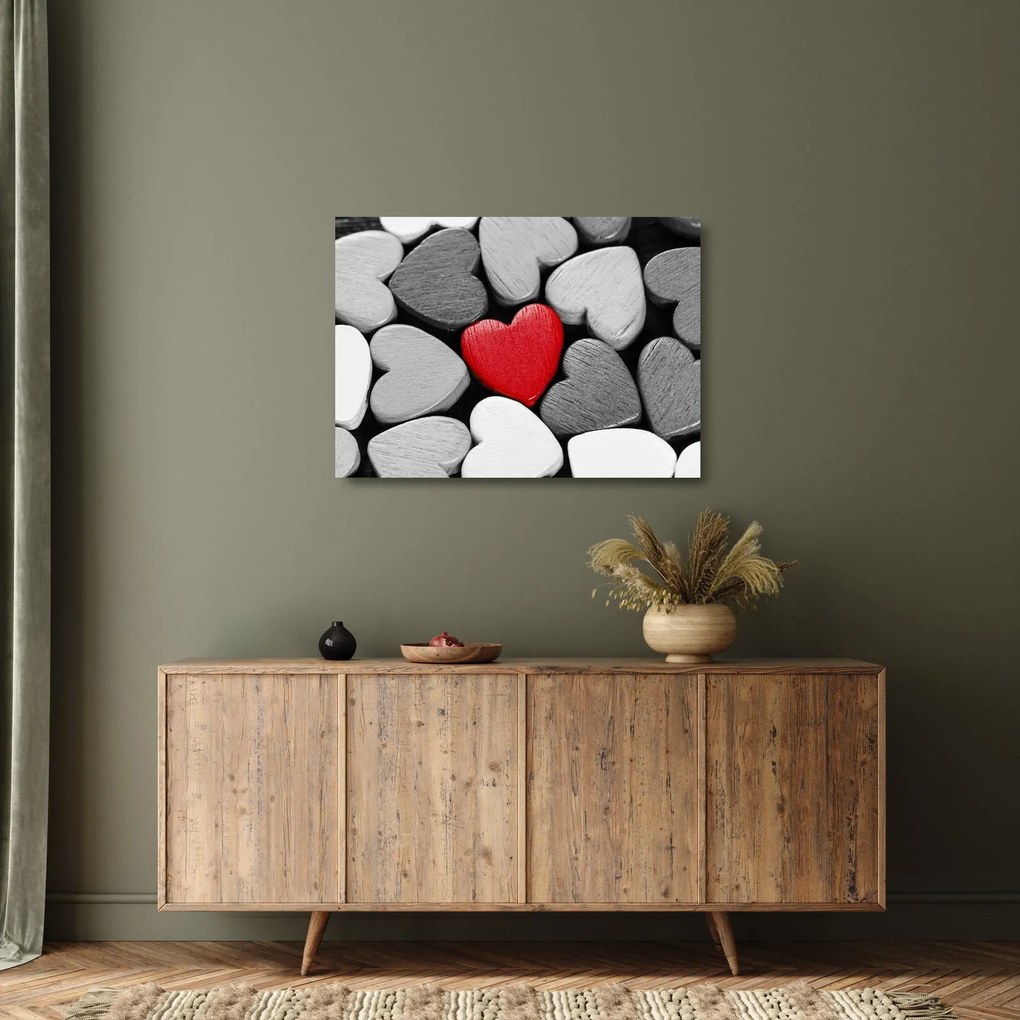 Obraz na szkle drewnianych serc (70x50 cm)