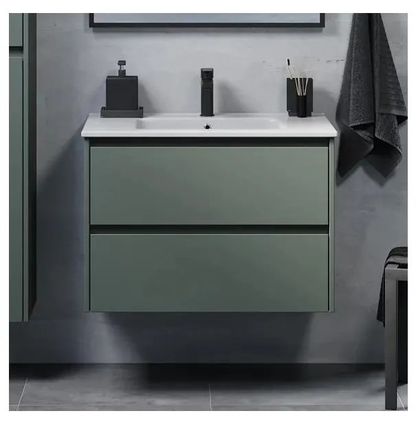 Szafka łazienkowa z umywalką MOLDE 80 cm zielona