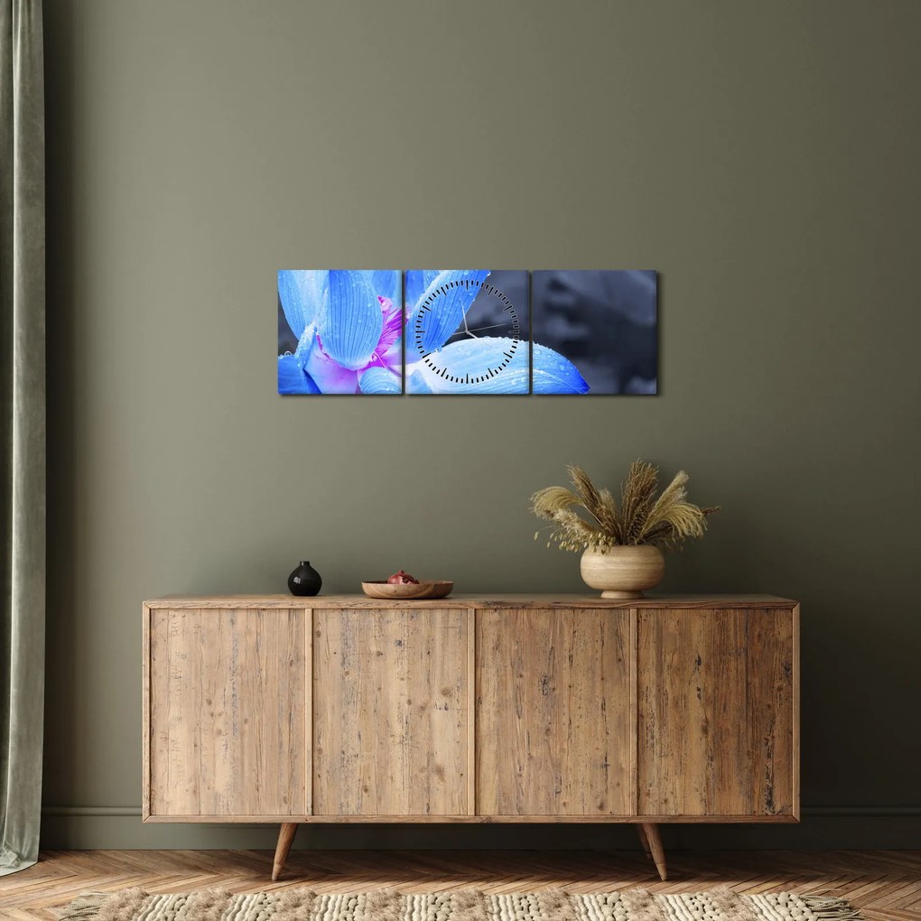 Obraz szczegółu kwiatu (z zegarem) (90x30 cm)