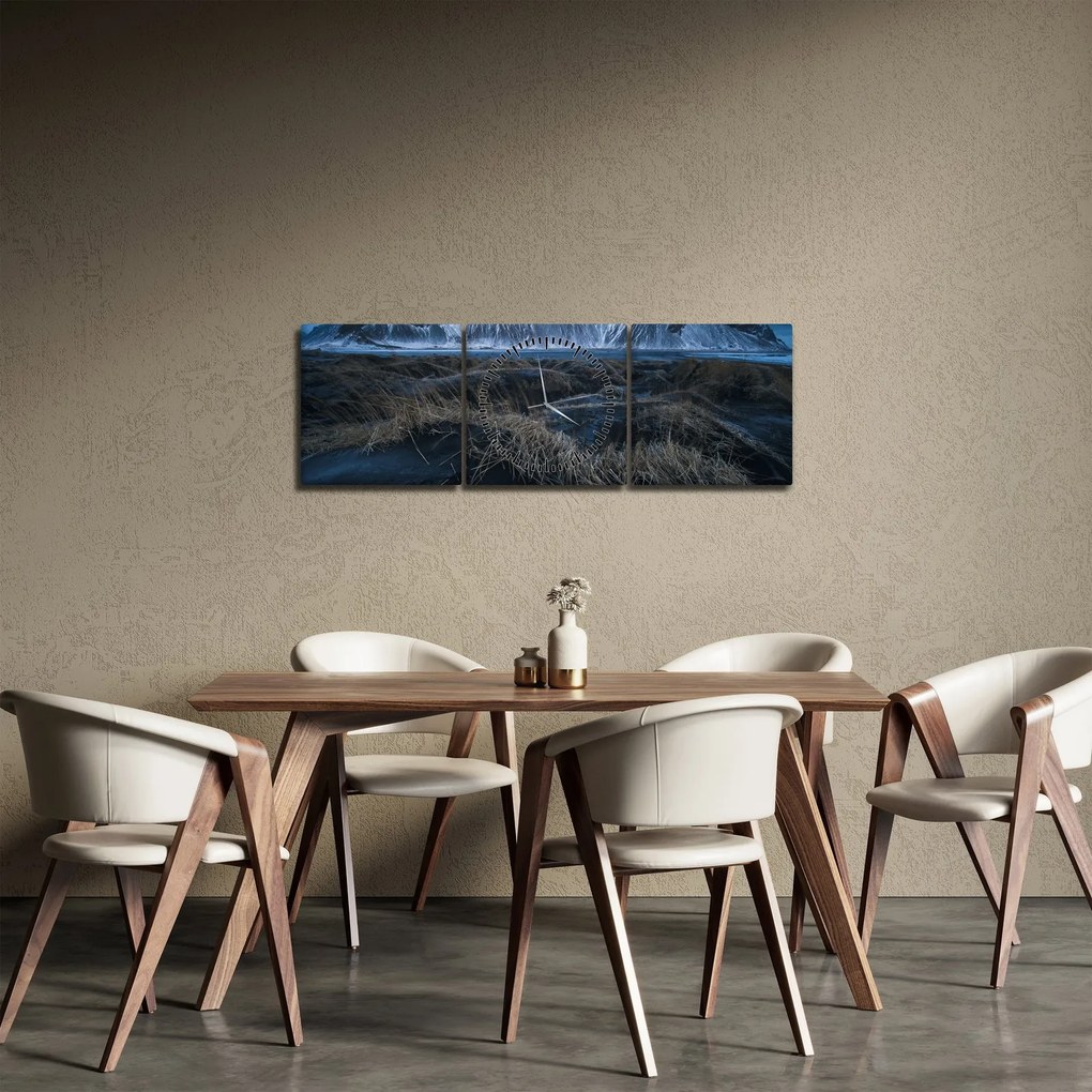 Obraz z widokiem na islandzkie szczyty (z zegarem) (90x30 cm)