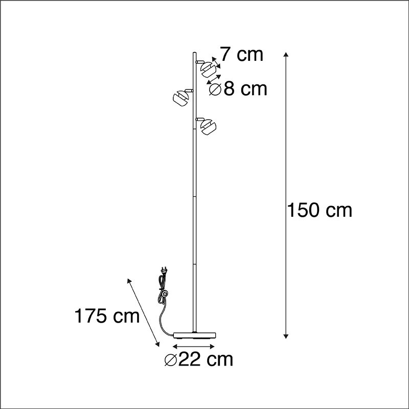 Nowoczesna lampa podłogowa czarno-złota 3-źródła światła - Buell Deluxe Nowoczesny Oswietlenie wewnetrzne