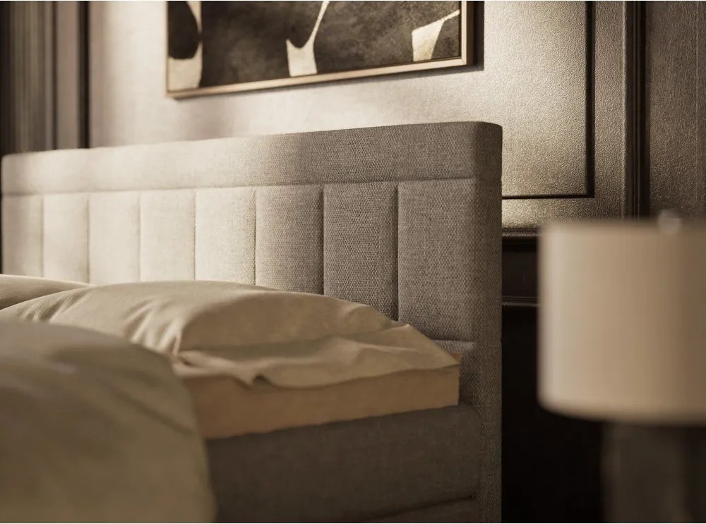 Szare łóżko kontynentalne ze schowkiem 160x200 cm Caya – Maison de Rêve