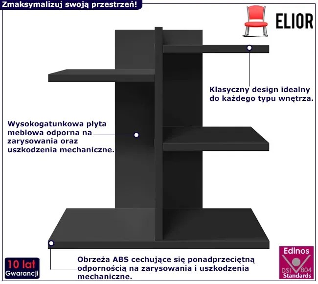 Czarna stojąca półka na biurko Gorbi 5X