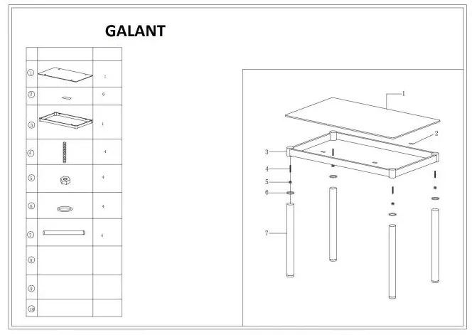 STÓŁ GALANT KREM/KREM STELAŻ 110*70 SIGNAL