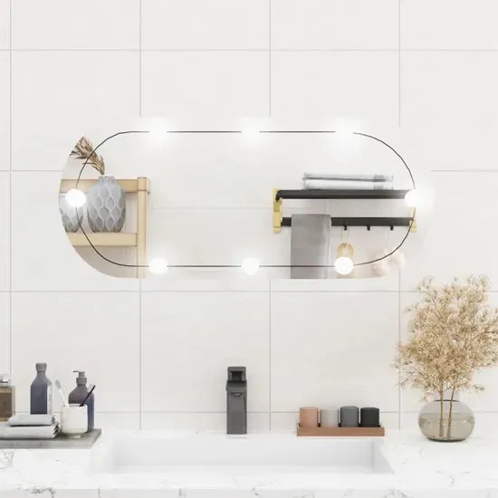 Designerskie owalne lustro wiszące LED 35x80 cm R5-C23
