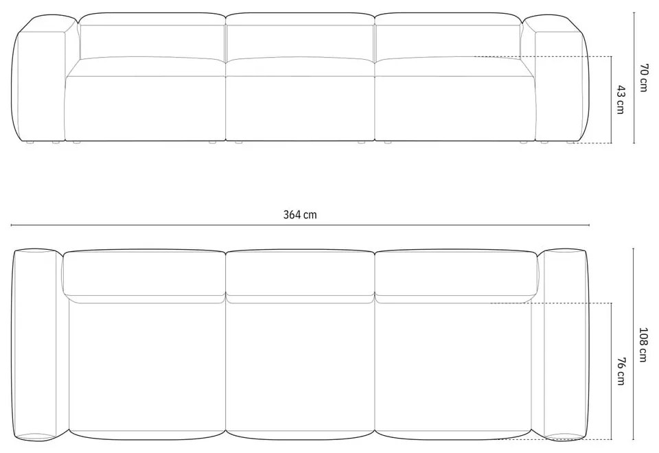Beżowa sztruksowa sofa 364 cm Bergamo – Cosmopolitan Design