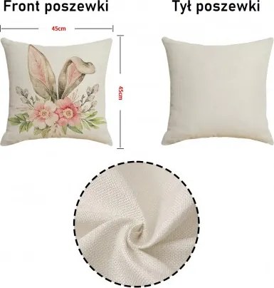 Lniana poszewka na poduszkę VELOBLOOM 45x45 cm, kremowa