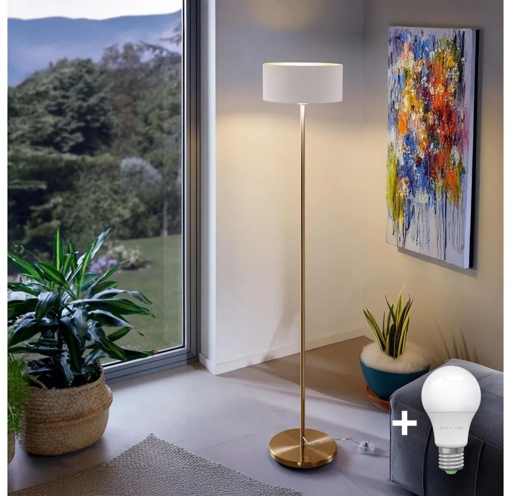 Lampa stojąca LED TUNJA 1xE27/20W/230V Ø 30 cm złota/biała