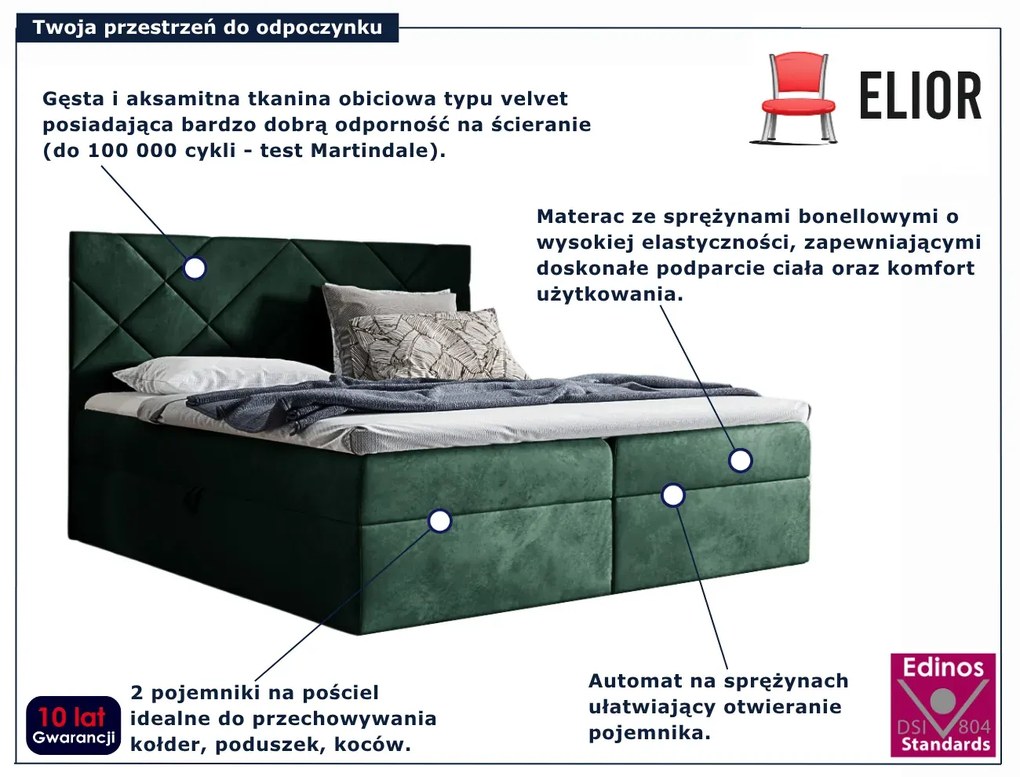 Zielone łóżko pikowane z pojemnikiem 5 rozmiarów D2-K51