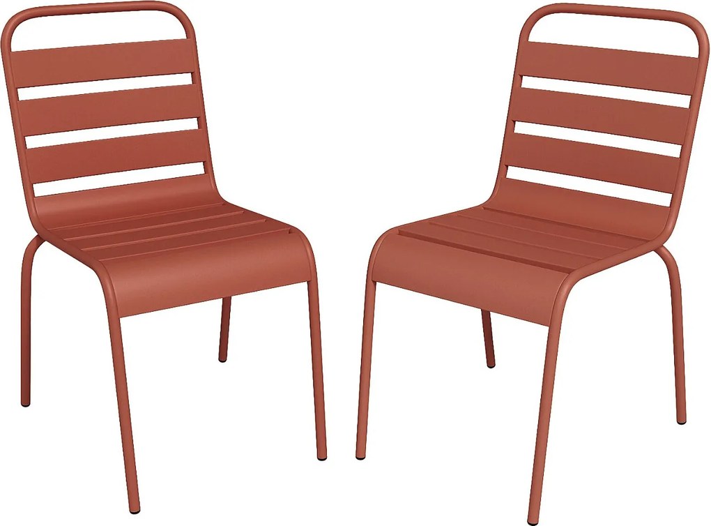 Zestaw 2 metalowych krzeseł ogrodowych ustawianych w stosy - Terakota - MIRMANDE