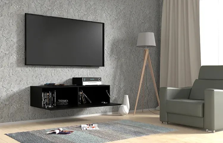 Czarna Wisząca Szafka Pod Tv 120 Cm E0-G64