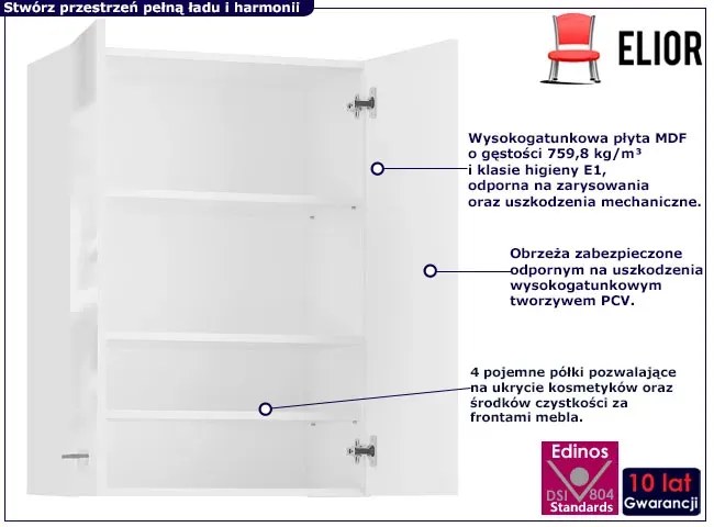 Szafka ścienna do łazienki biały połysk - Faros 3X