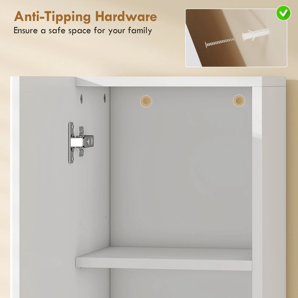 HOMCOM szafka łazienkowa, stojąca z 2 drzwiczkami i otwartą półką, biała | Aosom PL