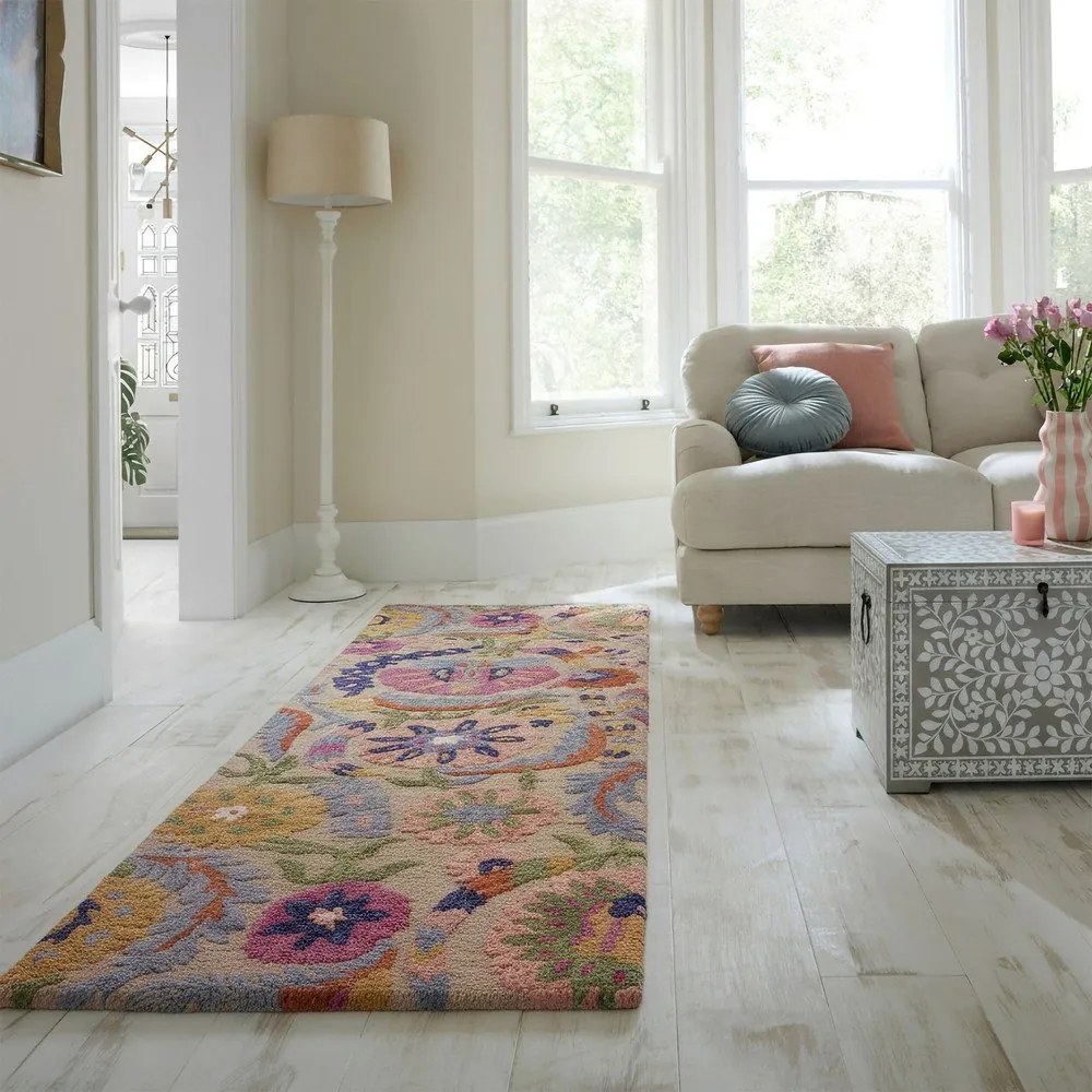 Wełniany chodnik tkany ręcznie 80x300 cm Amira Floral – Flair Rugs
