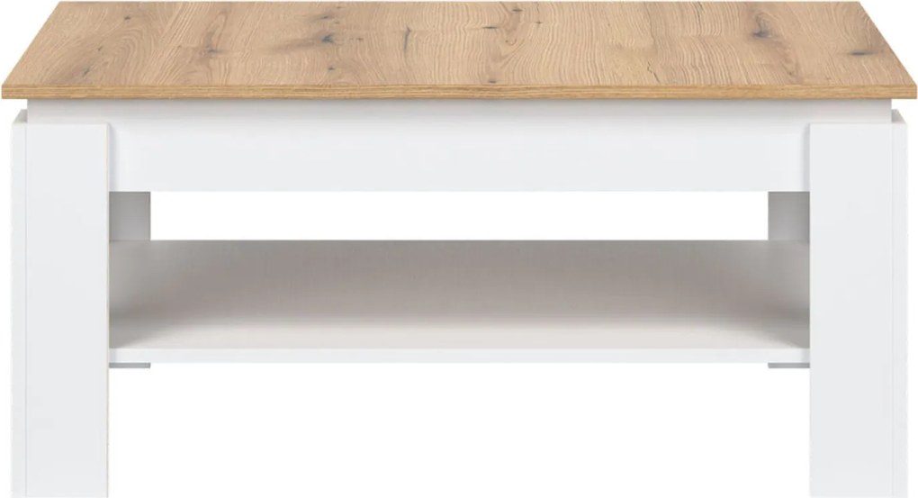 Ława z Półką do Salonu MIRLO 101,5 cm Biała/Dąb Evoke Nowoczesna