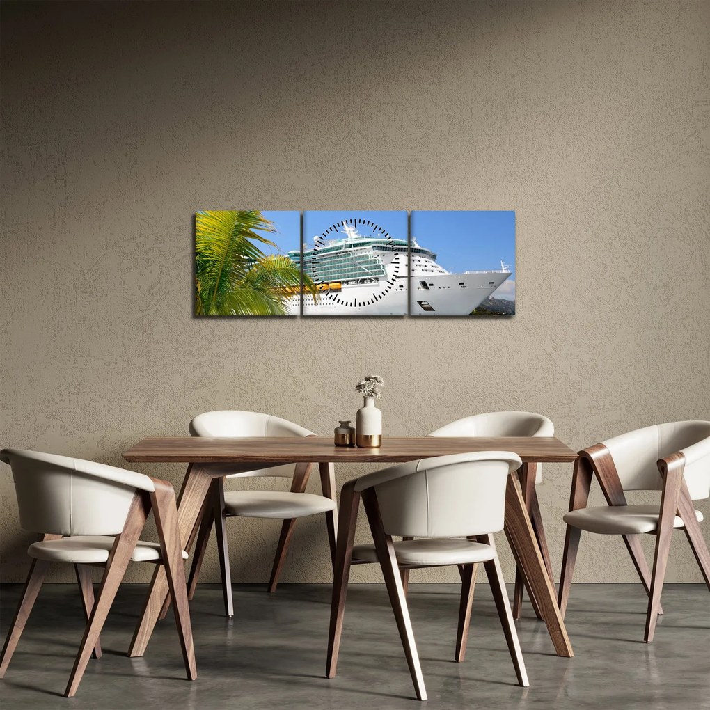Obraz - Statek wycieczkowy (z zegarem) (90x30 cm)