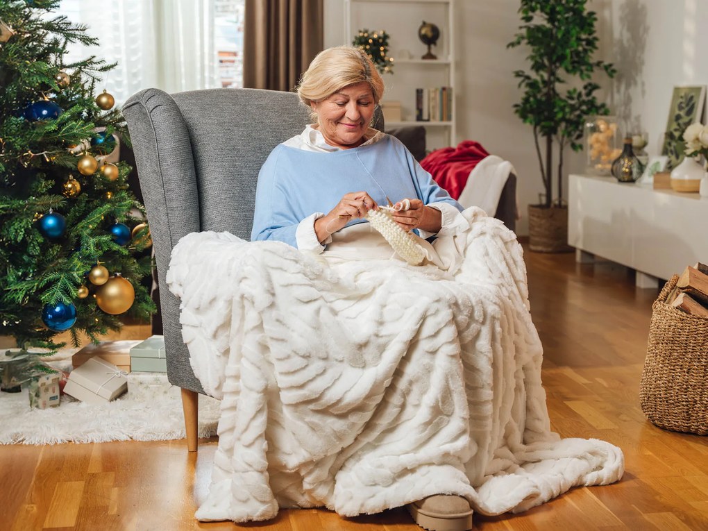 KOC I PODUSZKA WARM HUG LUX PERŁOWY 130x190 cm CREAM/BEIG