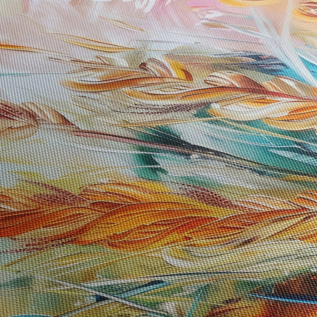 Obraz - Pszenica, abstrakcja (z zegarem) (90x30 cm)