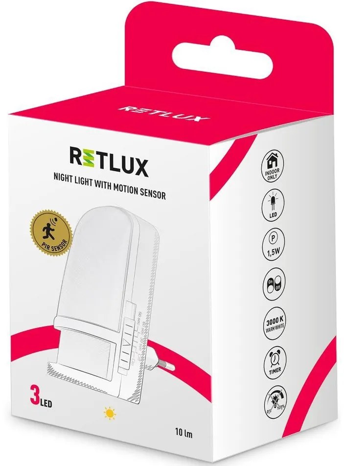 Retlux RNL 107 Nocne oświetlenie LED z czujnikiem PIR, 10 lm