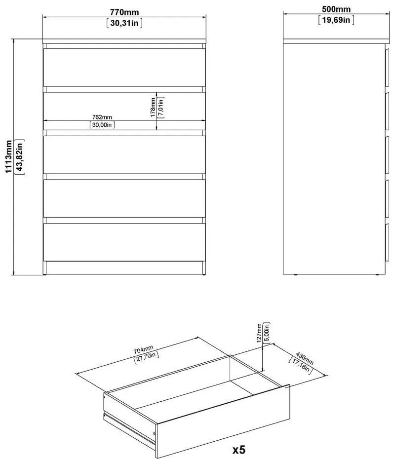 Komoda w dekorze dębu w naturalnym kolorze 77x111x50 cm Naia – Tvilum