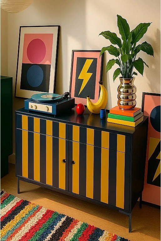 Szafka typu kredens z 2 drzwiami i 2 szufladami z nadrukowanego MDF