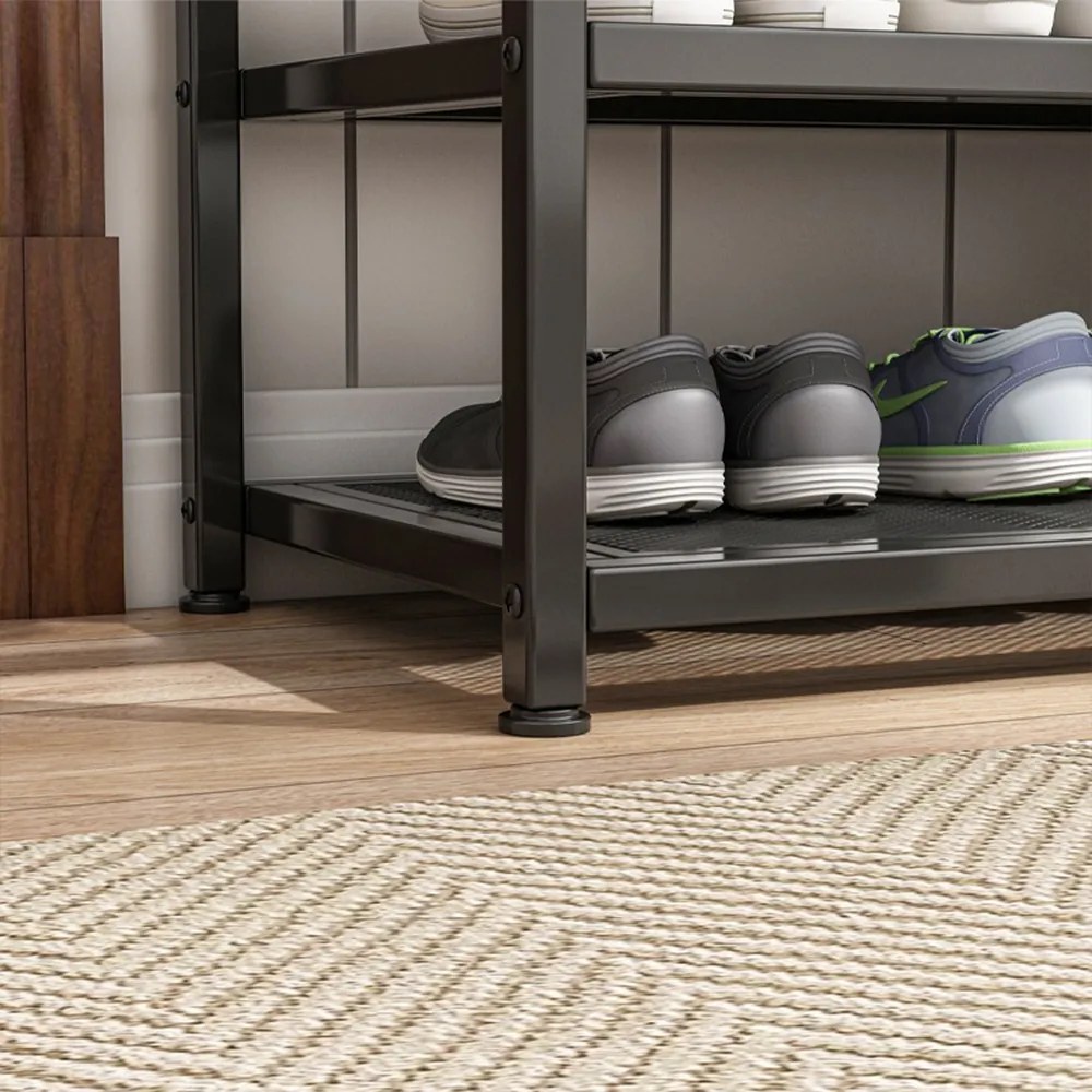 Szafka na buty z siedziskiem 73x45x30 cm – styl industrialny Loft, metal + MDF, brązowy rustykalny